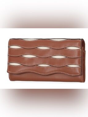 Free Assembly Avery Cut Out Clutch Wallet Cognac Brown Cream NWT
